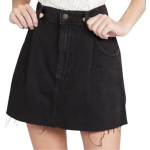 Free People Denim Mini Skirt Cosmico Flirt Fringe Hem Parker Collection Black 28